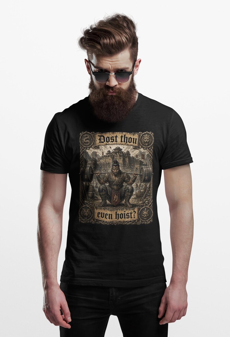 Dost Thou Even Hoist Medieval Gym Retro T-Shirt Black