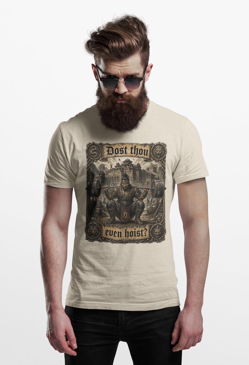 Dost Thou Even Hoist Medieval Gym Retro T-Shirt Sand