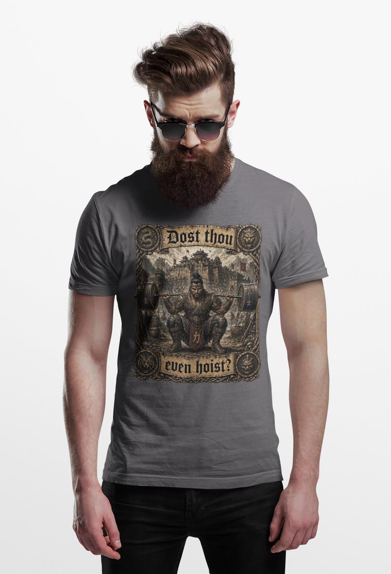 Dost Thou Even Hoist Medieval Gym Retro T-Shirt Charcoal