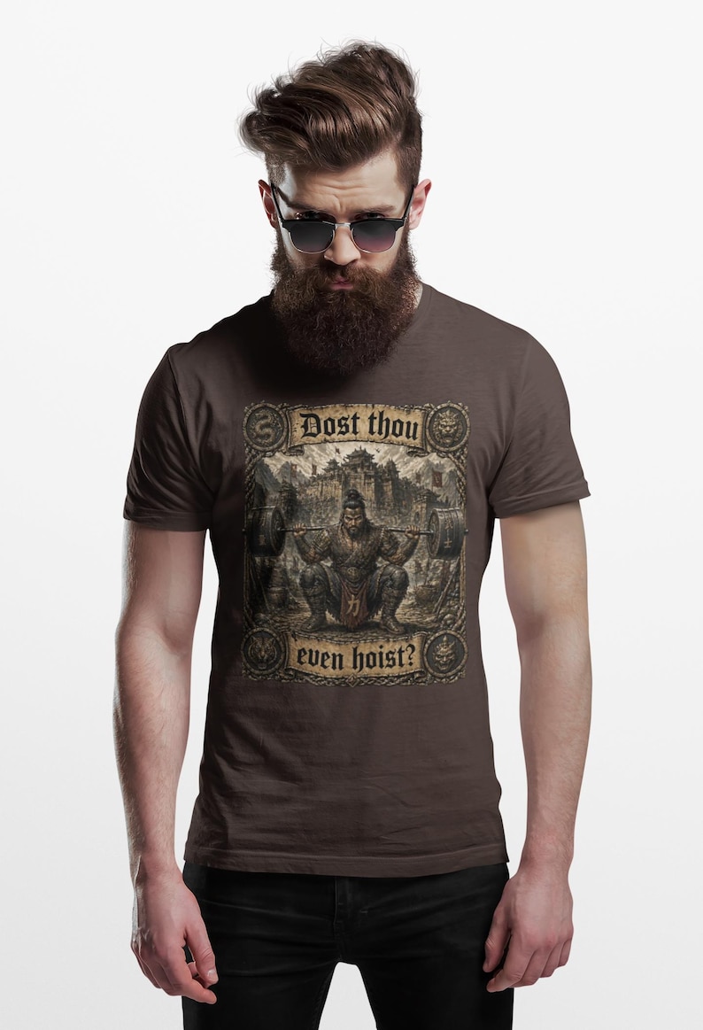 Dost Thou Even Hoist Medieval Gym Retro T-Shirt Dark Chocolate
