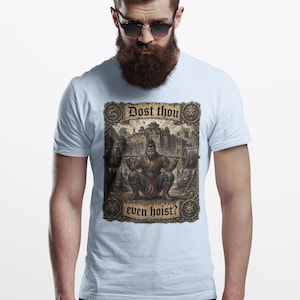 Dost Thou Even Hoist Medieval Gym Retro T-Shirt Light Blue