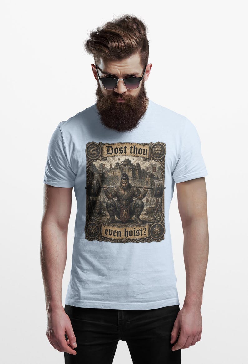 Dost Thou Even Hoist Medieval Gym Retro T-Shirt Light Blue