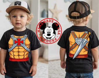 He-Man Six Pack Shirt, Masters of the Universe Youth Tee - Front & Back Print