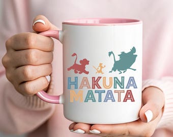 Hakuna Matata Lion King Mug | Simba Timon Pumbaa Coffee Cup | Retro Disney Inspired Gift | No Worries Safari Mug | Magical Kingdom Gift