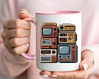 Retro 80s Mug - Aesthetic Coffe Cup - Nostalgic Media Lover Gift - Mid Century Modern Morning Mug