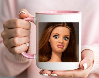 Funny Reaction Coffee Cup - Ew Face Meme Gift - Disgusted Doll Face Mug - Sarcastic Doll Expression - Weird and Hilarious Office Decor Mug