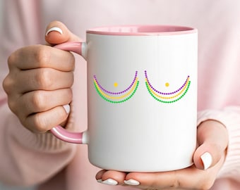 Mardi Gras Beads Mug - Festive Party Coffee Cup - Fun Carnival Gift - NOLA Celebration - Mug