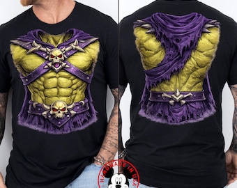 Skeletor Six Pack Shirt, Masters of the Universe Youth Tee, He-man Front & Back Print
