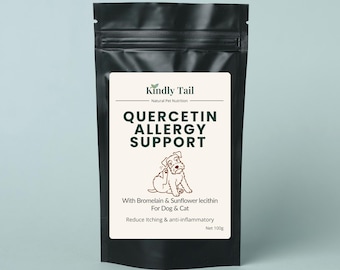 Kindly Tail Quercetin mit Bromelain Allergie-Unterstützung für Hunde, natürliches Antihistamin, juckende Haut Relief