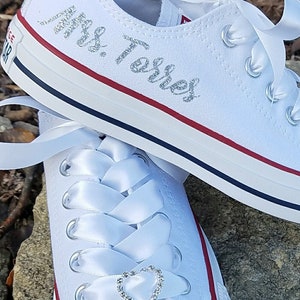 Iron on name and date for wedding Converse many colors free shipping diy do it yourself rear seam backs