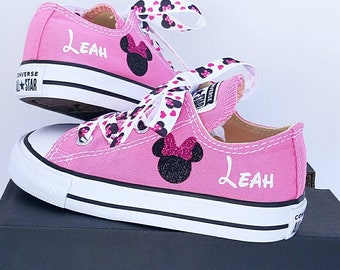 Minnie Mouse Converse Personalized Shoes Toddler Girl Sneakers Minnie Party Minnie Mouse Shoes Pink Low Top