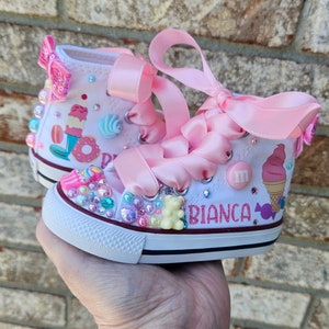 Sweet One Donut Converse, Personalized Sweets Donut Ice Cream Sneakers, Baby Toddler Girl Shoes, Will Customize