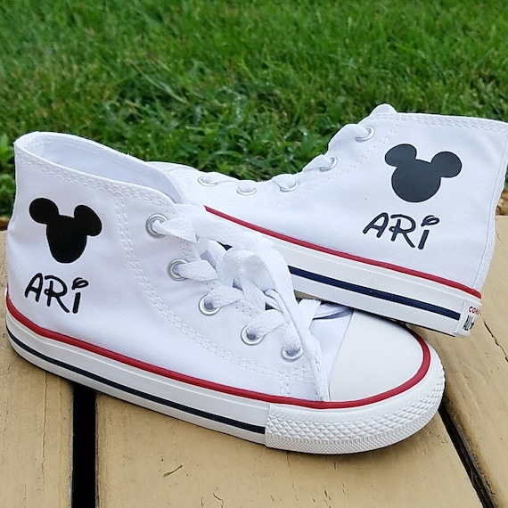 Mickey Mouse Shoes, High Top Converse, Personalized Name Mickey Mouse Shoes, High Top Converse, Personalized Name