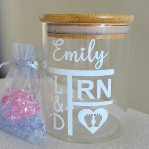 Nurse Jar, Labor and Delivery RN, Personalized, Tracker, Counter, Keep Track of the Babies You Catch, Comes With Pacifiers