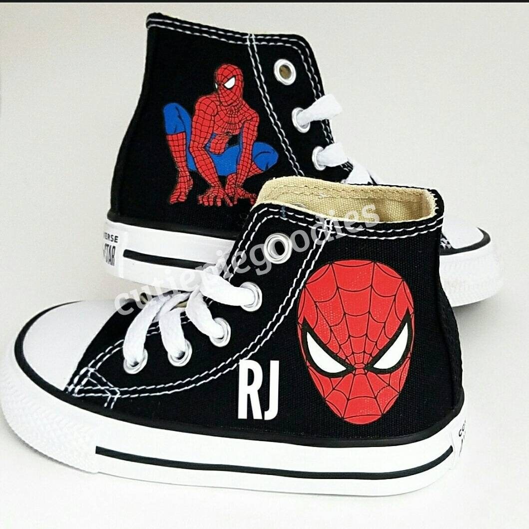 Spiderman Converse Personalized Sneakers High Tops Boys Shoes