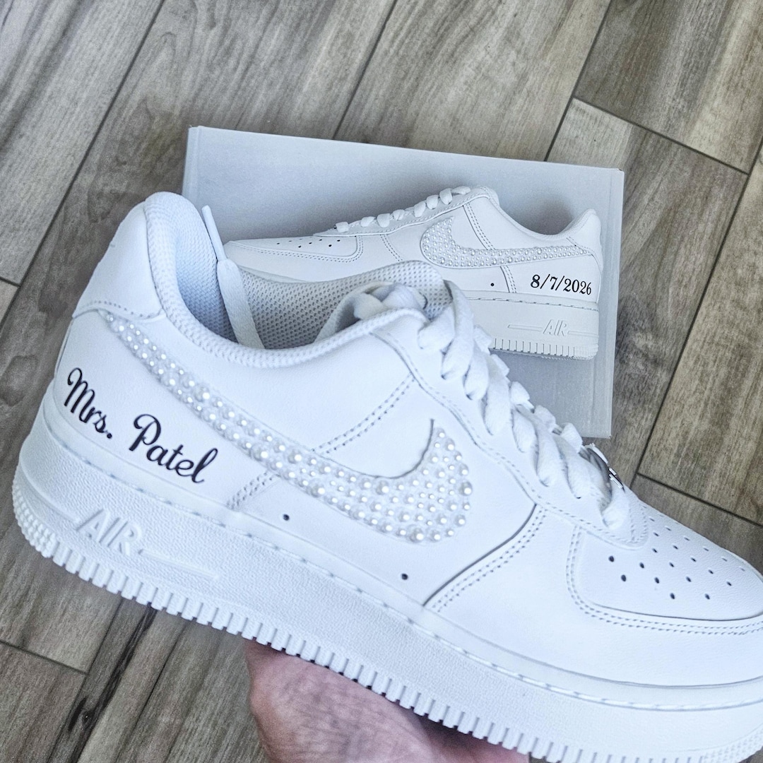 Custom Nike AF1 Bride Shoes Nike Air Force One Wedding Shoes Bridal ...