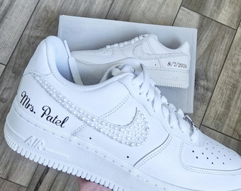 Custom Nike AF1 Bride Shoes Nike Air Force One Wedding Shoes Bridal Nike AF 1 Sneakers US Seller Free Shipping Personalized AF 1