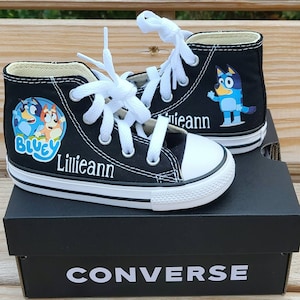 Custom Bluey Converse, Bluey Shoes For Baby Toddler, Bluey and Bingo Converse, Personalized Bluey Sneakers For Boy or Girl black