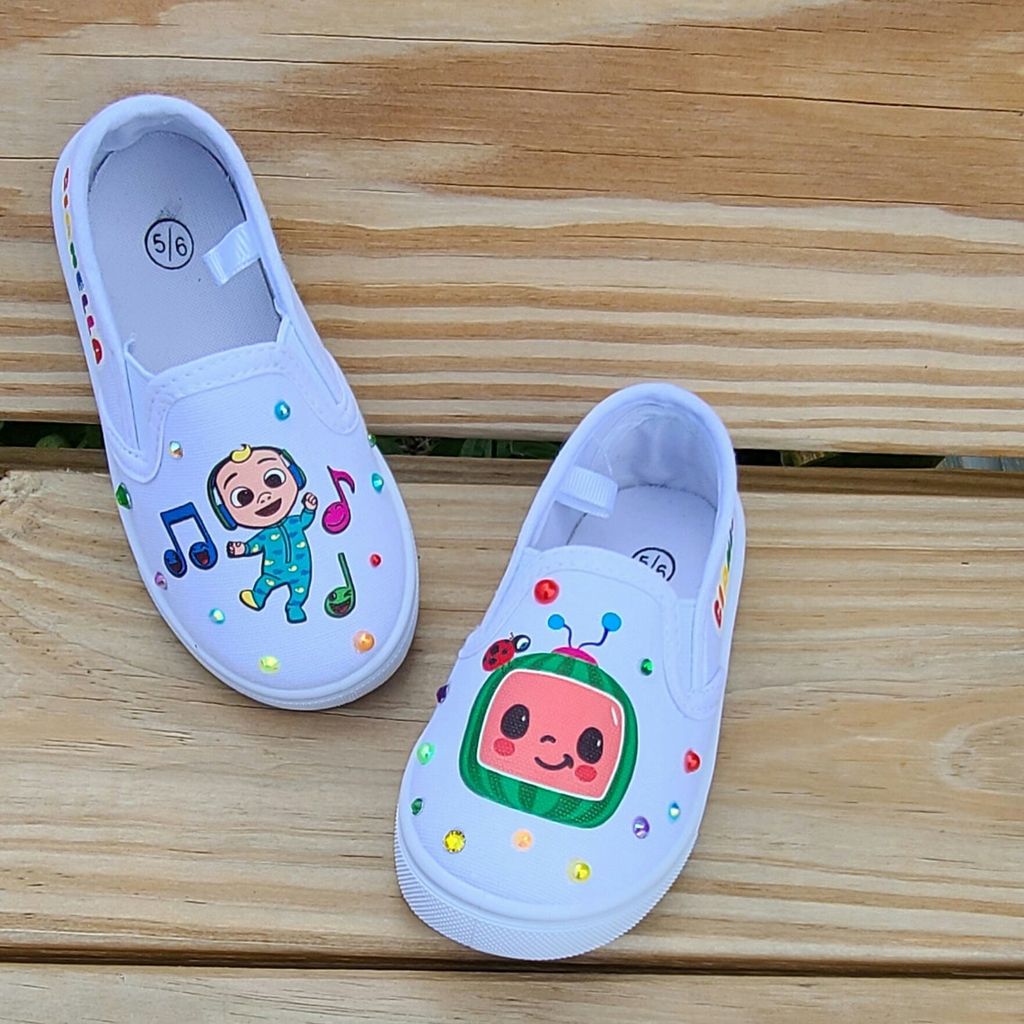 and JJ Shoes With Bling White Slip on Sneakers Etsy