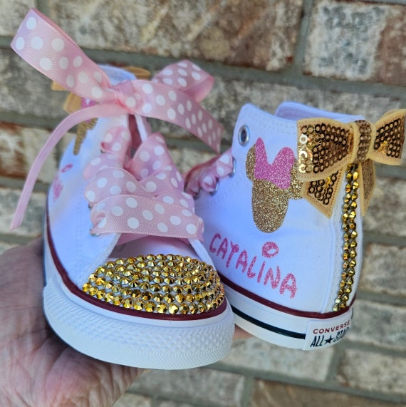 Baby pink and gold converse clearance