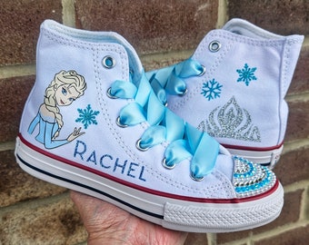 Custom Frozen Converse Princess Elsa High Tops Personalized Frozen Converse Girls Frozen Shoes With Elsa