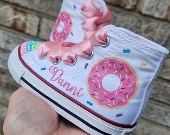 Custom Donut Converse, Personalized Donut Converse, Donut Converse With Sprinkles, Donut Converse For Baby Toddler Girl, Donut Shoes