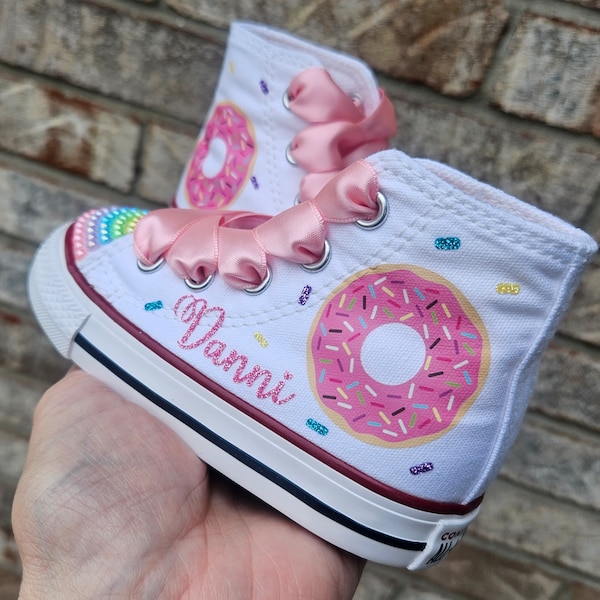 Custom Donut Converse, Personalized Donut Converse, Donut Converse With Sprinkles, Donut Converse For Baby Toddler Girl, Donut Shoes