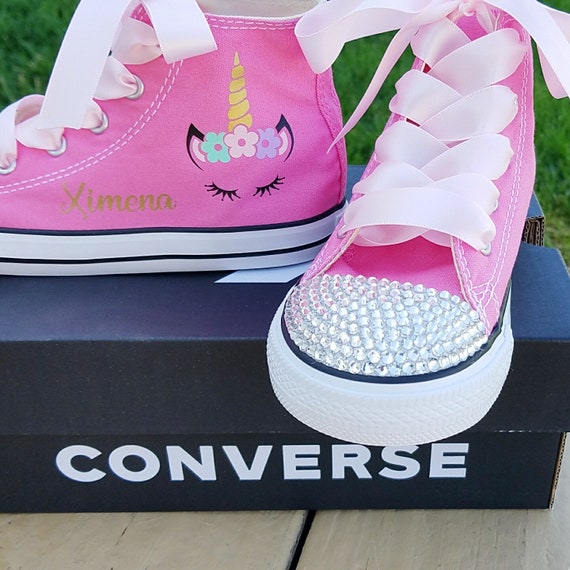 Unicorn Shoes, Crystal Converse, Girls Sneakers, Baby Toddler, Personalized Name, Pink High Tops Unicorn Shoes, Crystal Converse, Girls Sneakers, Baby Toddler, Personalized Name, Pink High Tops