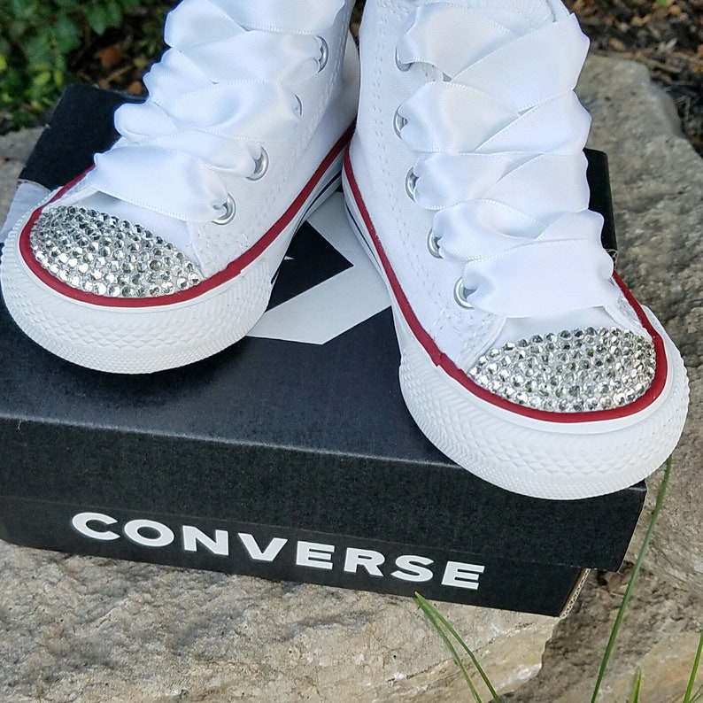 Infant Converse Hi High Tops Bling Crystals White Satin | Etsy