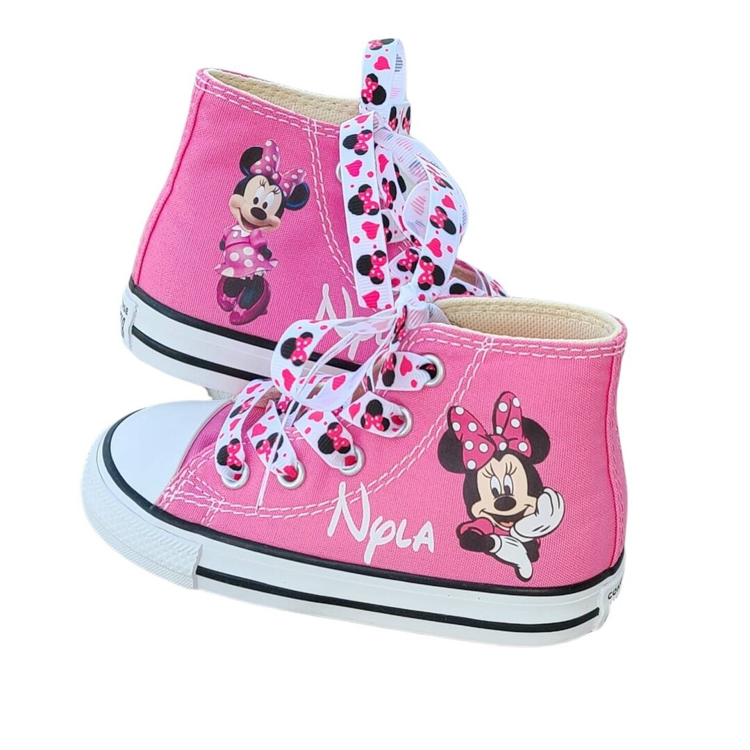Pink or White Minnie Mouse Shoes, Custom Converse, Polka Dot Minnie Bow ...