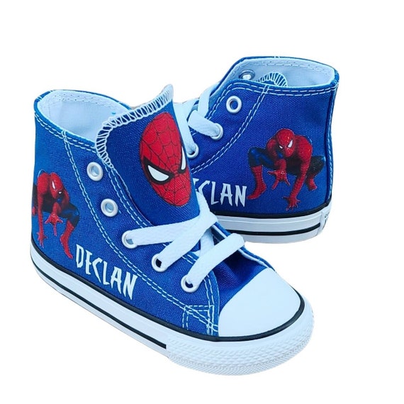 Personalized Spiderman Shoes Royal Blue Converse Sneakers Etsy