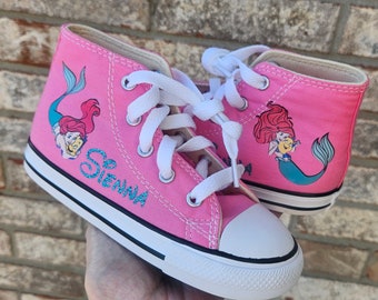 Custom Ariel Converse, Personalized Little Mermaid Converse, Ariel and Flounder