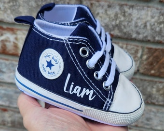Custom Baby Shoes Personalized Baby High Top Monogram Infant Sneakers Many Colors To Choose From Gift Boxed Baby Gift Baby Shower Present