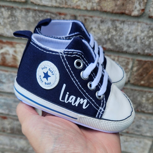 Custom Baby Shoes Personalized Baby High Top Monogram Infant Sneakers Many Colors To Choose From Gift Boxed Baby Gift Baby Shower Present