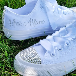Custom Wedding Converse Converse For Bride Choose Your Color Bling Bridal Converse White Bride Shoes Pearl Wedding Sneakers Bride Converse