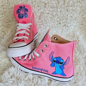 Custom Stitch Converse For Kids pink high top