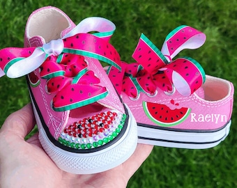 Watermelon Converse, Personalized Name, One In A Melon, Many Shoe Colors to Choose From