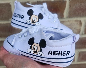 Personalized Mickey Mouse Baby Shoe Custom Low Top Mickey Mouse Sneakers Soft Sole Infant Shoe