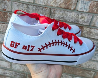 Baseball Sneakers for Women, Canvas Shoes, Converse Alternative, With or Without Number, Original White Laces Always Included