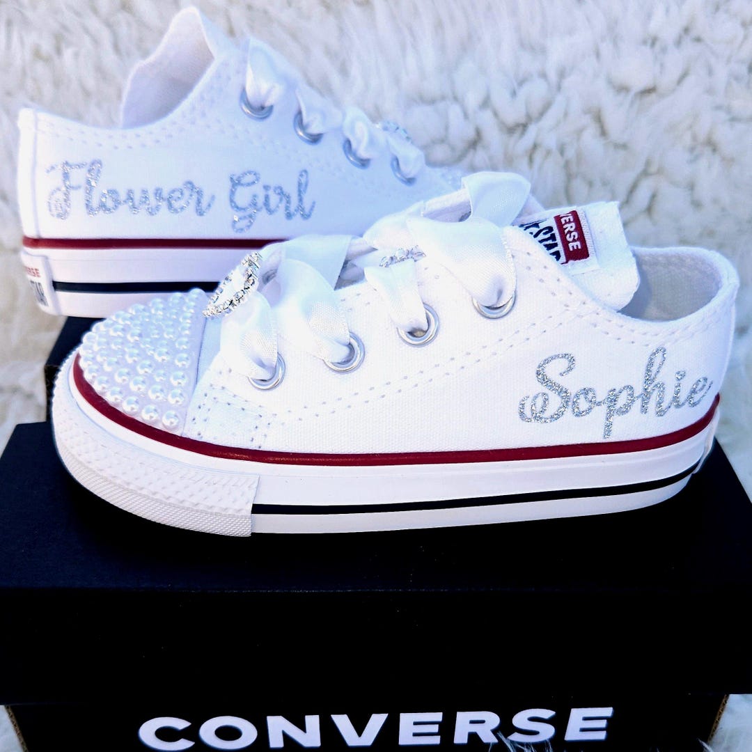 Flower Girl Converse Shoes, Personalized Pearl Converse Kids