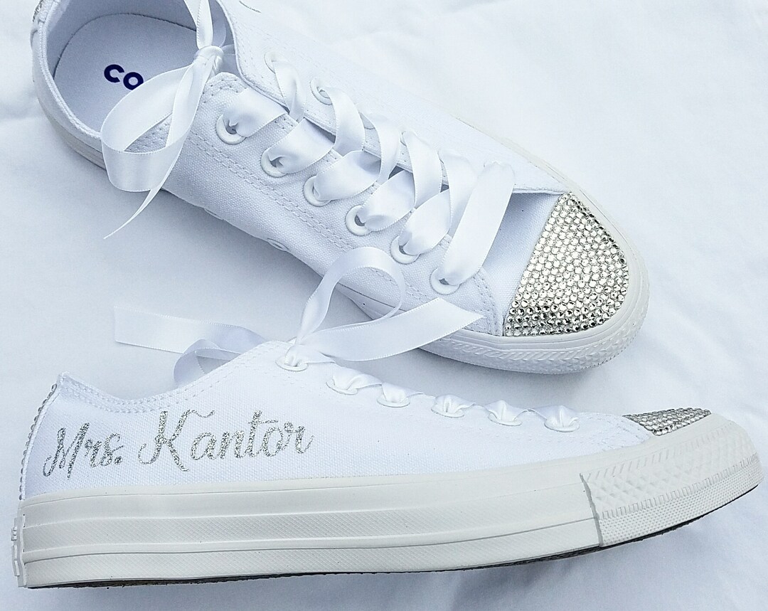 Wedding Converse All White Personalized Name Choose Glitter - Etsy