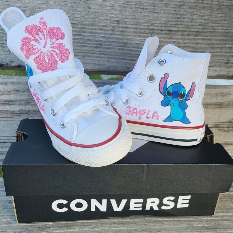 Custom Stitch Converse For Kids white high top