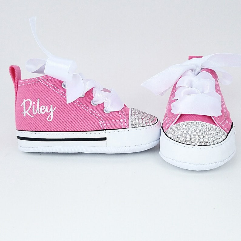 Pink Converse Baby Girls Personalized Name Bling Shoes | Etsy