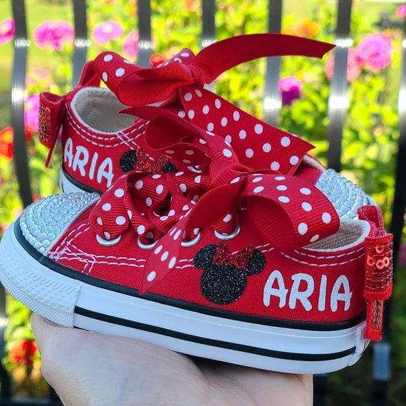 Red Converse Crystal Shoes Baby Toddler Minnie Mouse - Etsy