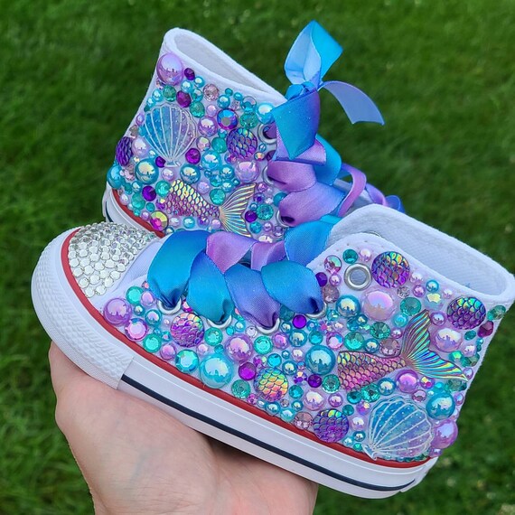 Mermaid Converse Tamaños de niña pequeña Nombre - Etsy México