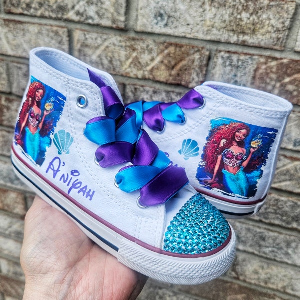 Black Ariel Converse, Black Little Mermaid High Top Sneakers