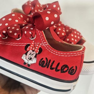Custom Minnie Mouse Converse, Personalized Minnie Mouse Sneakers, Red Minnie Mouse Converse, Baby Toddler Girls