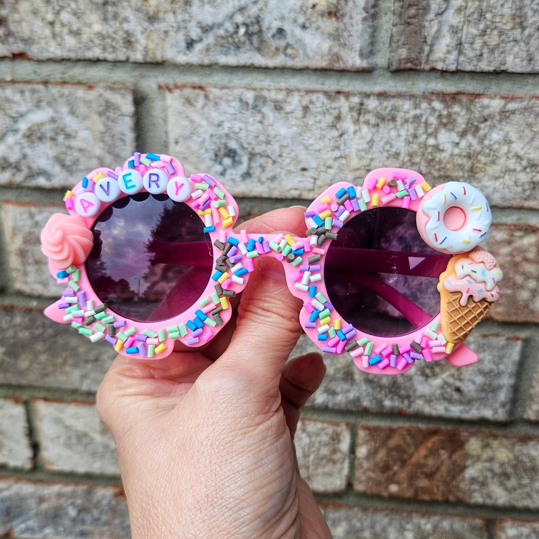 Personalized Sprinkles Sunglasses, Girls Sunnies With Donuts Ice Cream