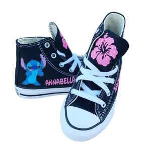 Custom Stitch Converse For Kids black high top