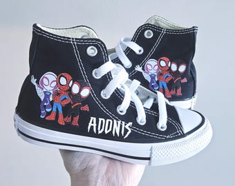 Spidey and His Amazing Friends Converse, Spidey High Top Personalized Sneakers, Many Colors and Sizes, Spiderman Boy or Girl